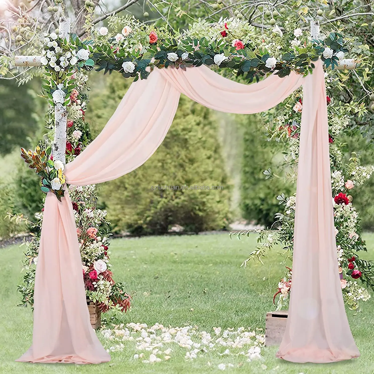 Sky Blue Chiffon Church Curtains Backdrop Decoration Church Curtains Backdrop Decoration Wedding Arch Backdrop