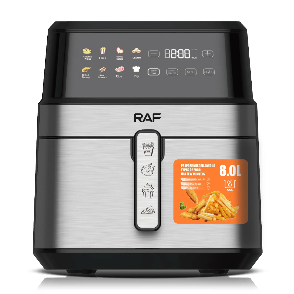 RAF Electric air fryer 5L hot air cooker fryer without oil touch screen smart digital air fryers with Detachable Double Basket