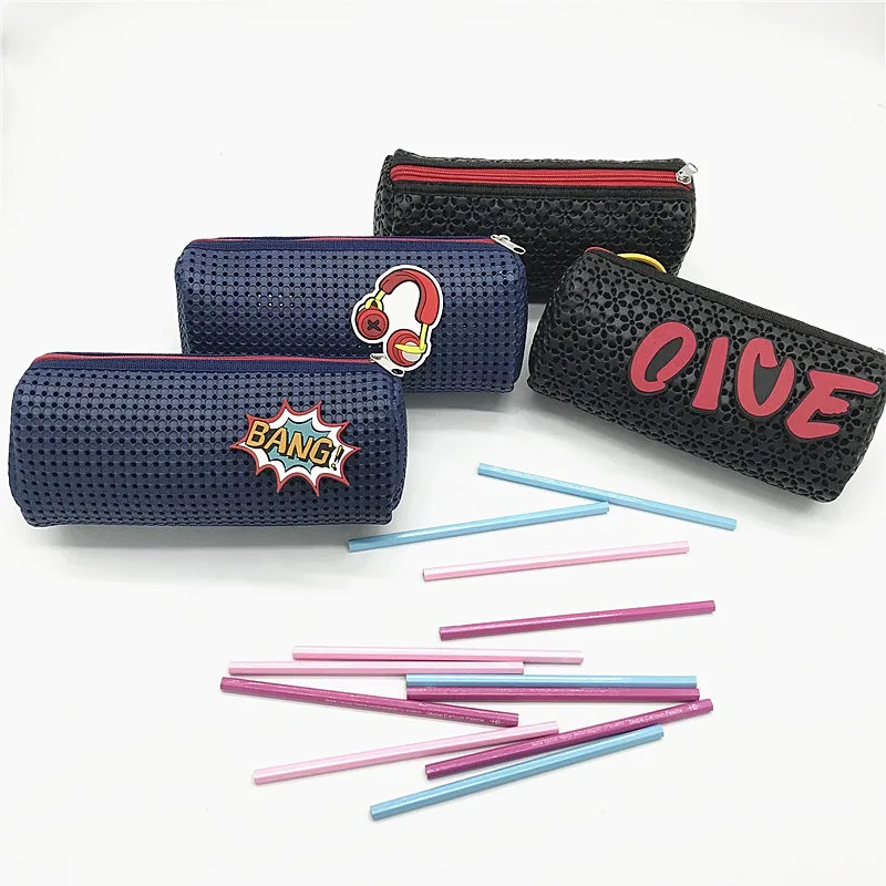 2025 Wholesale novelty EVA DIY Pencil pouch with holes children pencil box candy color pencil case with DIY Charms