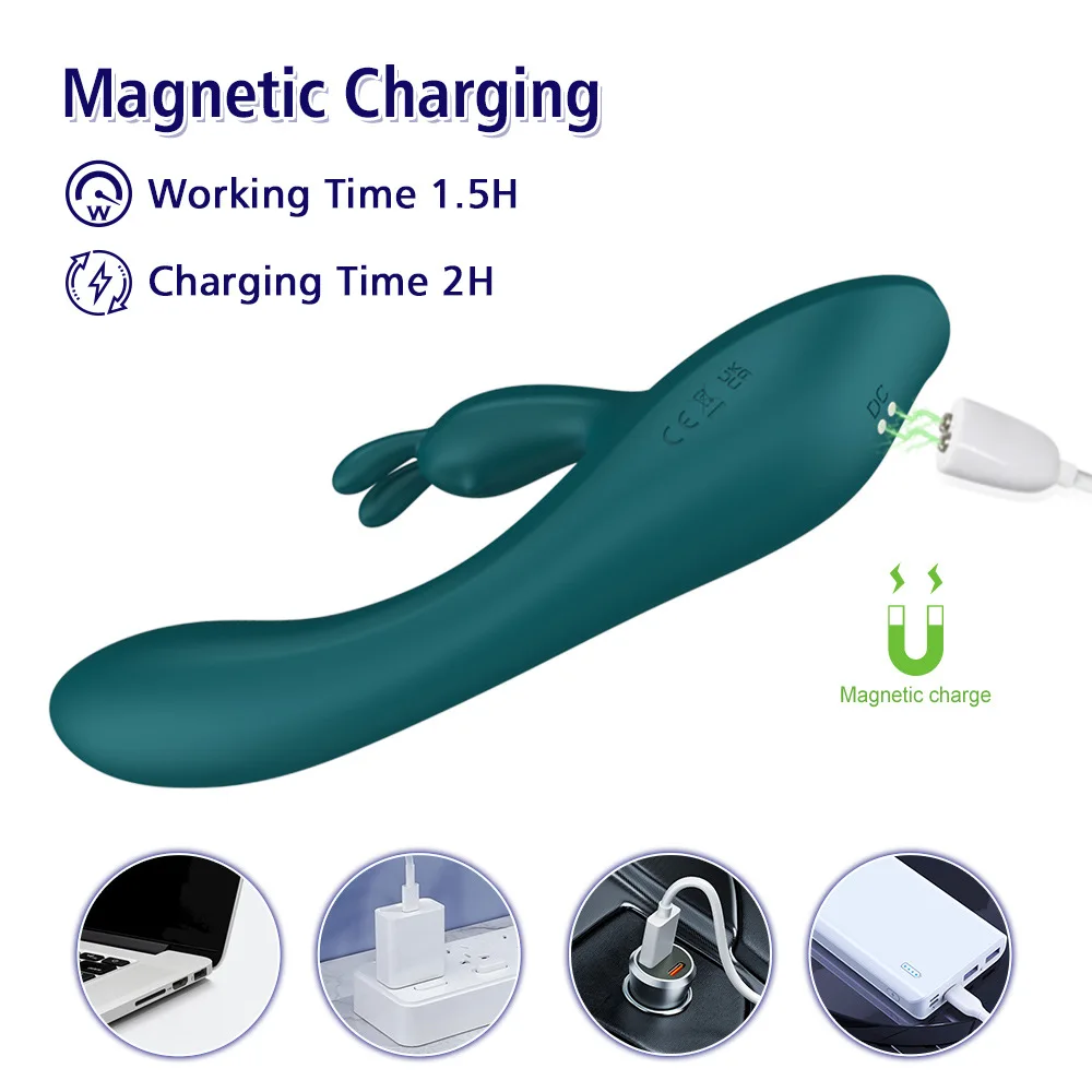 Rabbit Vibrator G Spot Clitoris Stimulator Female Sex Toys with 100% waterproof medical silicone