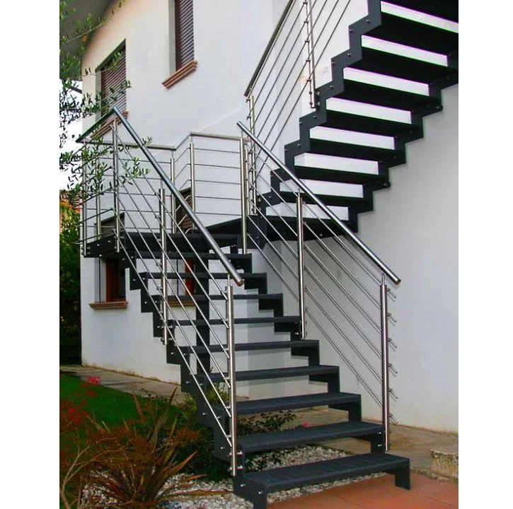 Outdoor metal fire escape staircase exterior prefab mild steel stair granite step exterior stairs