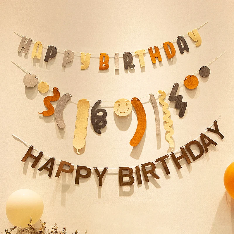 2022 Wholesale Daisy Banner felt bear white flower garland flag Happy Birthday Banner Party Supplies Decorations