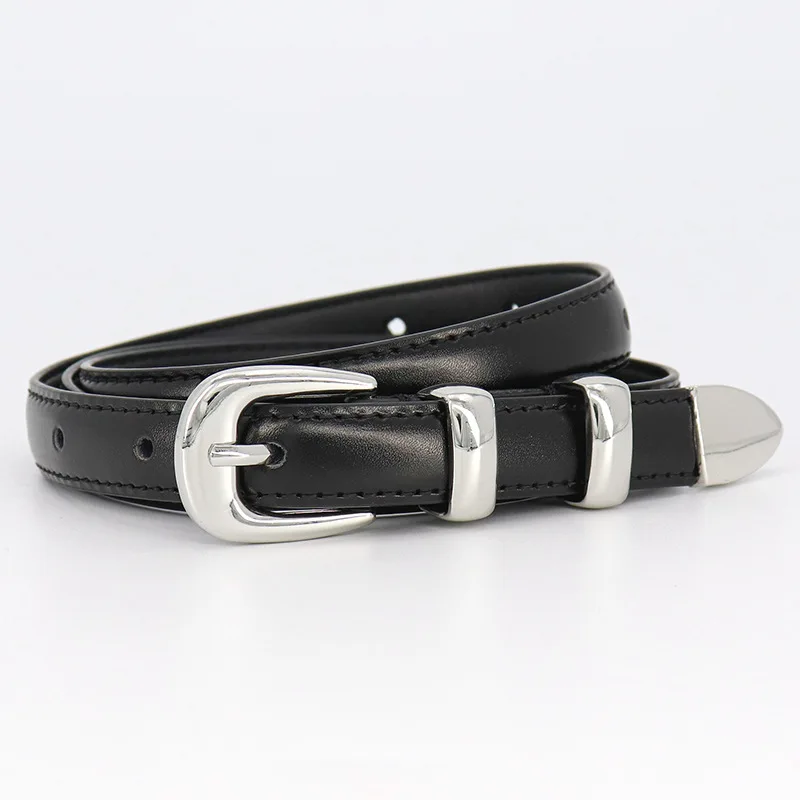 Wholesale luxury designer Thin Waist pu Belt gold alloy double love butterfly smooth buckles women belt