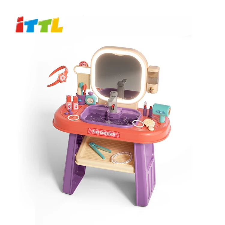 ITTL Girls dresser make up set toys induction faucet role play automatic dressing up set pretend toy