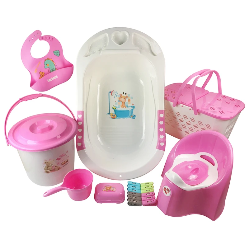 Baby supplies products newborn gift set with baby bath tub baby bibs potty training