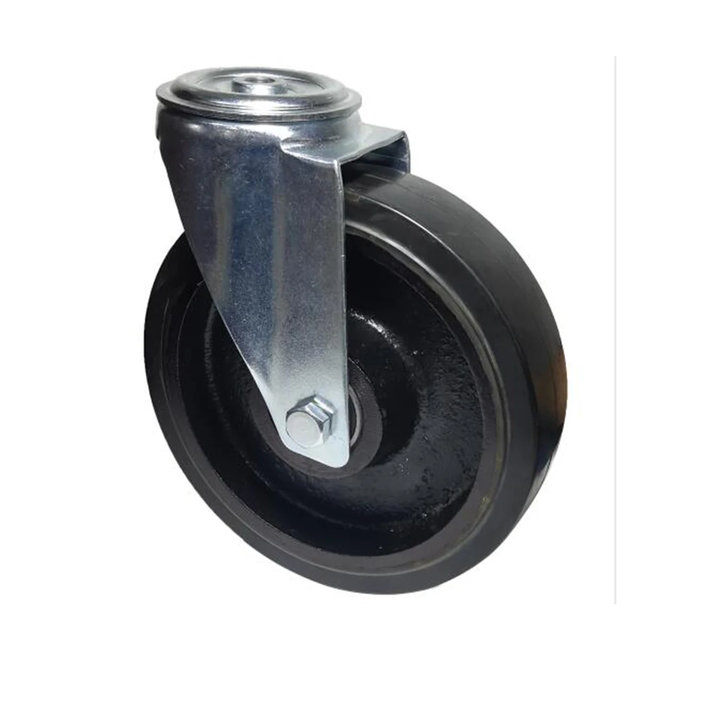 Industrial Elastic Rubber Caster soft tread Wheel With dust cover low rolling resistance