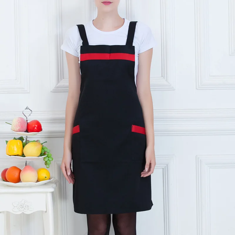 Supermarket work clothes pinafore fashion fruit shop restaurant cafe waiter apron with printed embroidered words