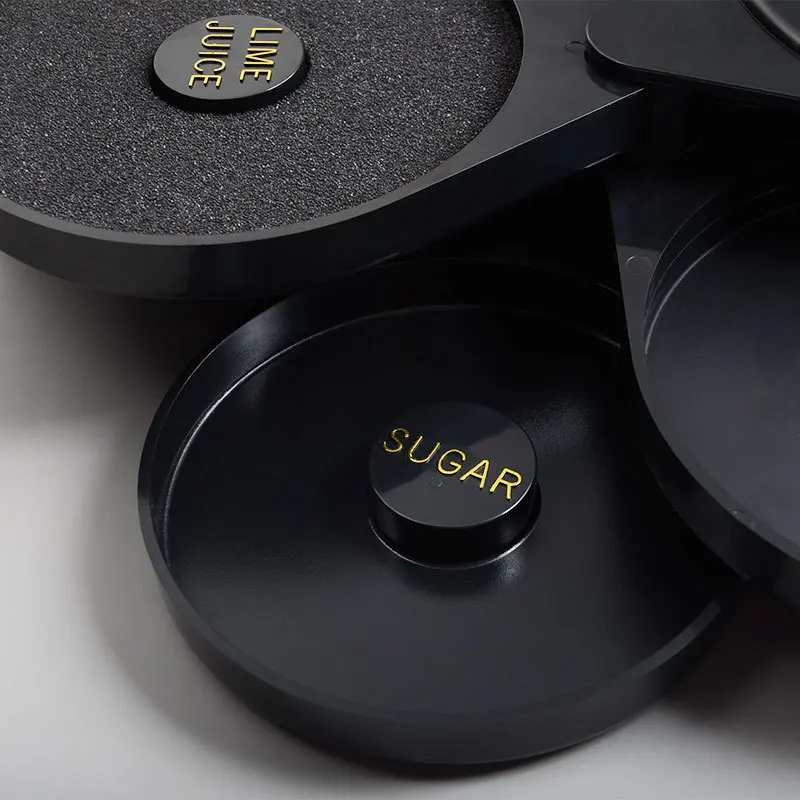 Meitian Plastic Condiment Caddy With 3-Trays Sugar And Salt Bar Glass Rimmer For Receptions