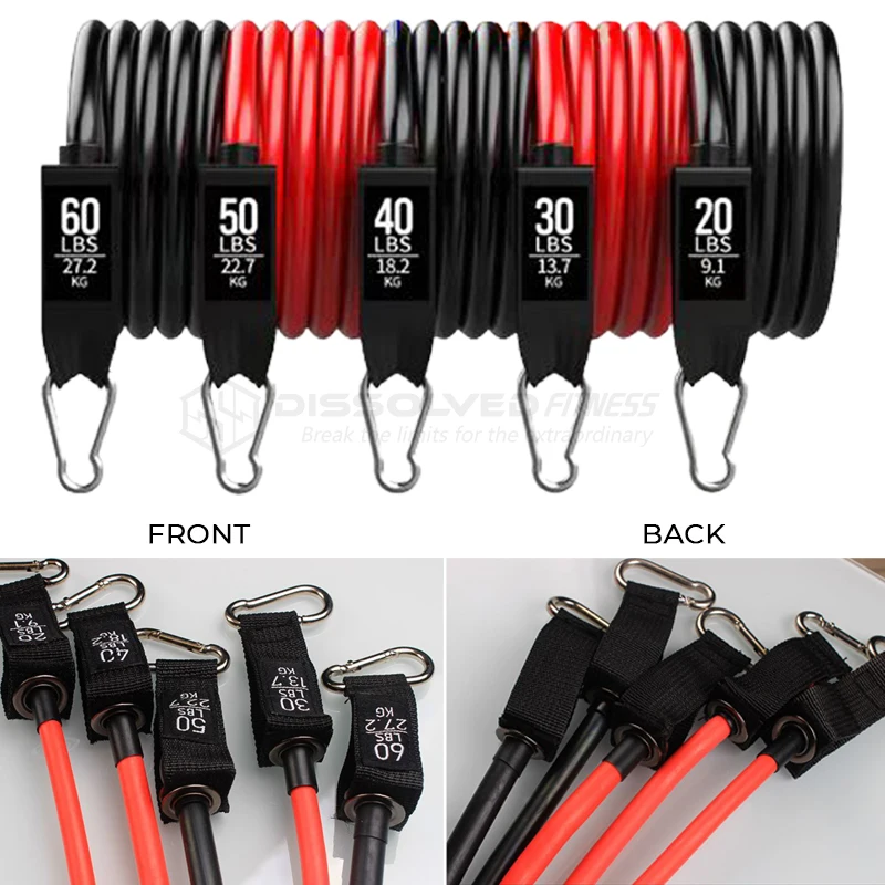 200lb Home Gym Expander Tube Set 12pcs Latex Elastic Fitness RopeTPE Resistance Exercise Bands for Sports & Yoga Packaged