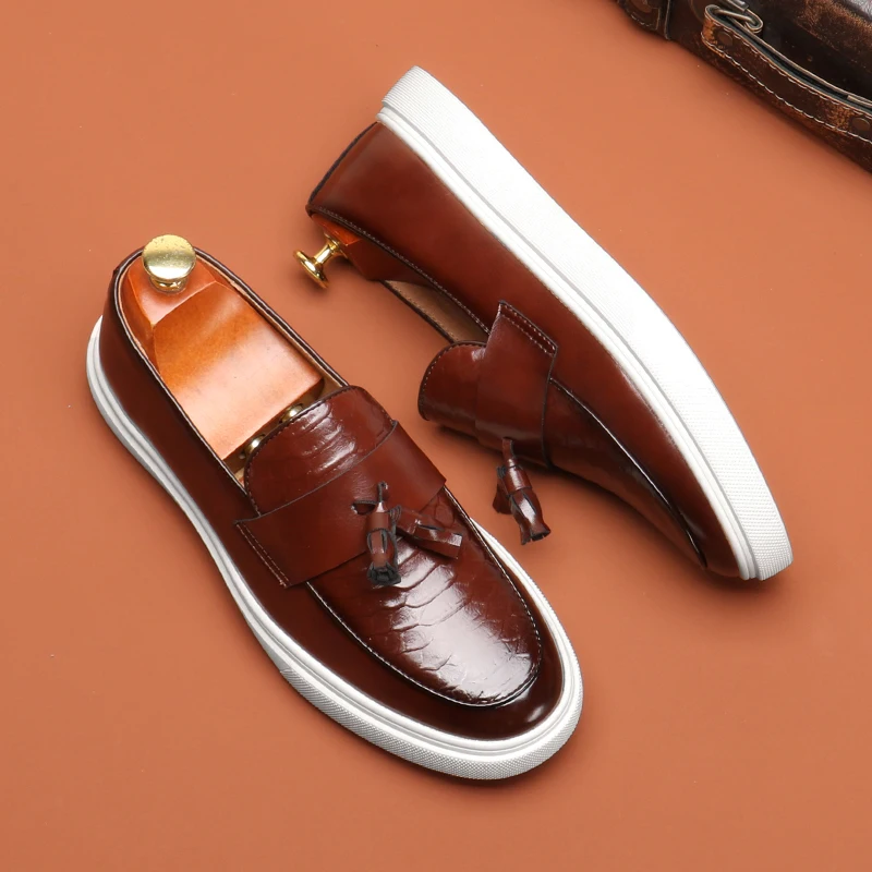 Big Size 46 Fashion Man Loafers Shoe Genuine Leather Men Oxford Dress Shoes Italy Mocassin Mens Decent Shoes