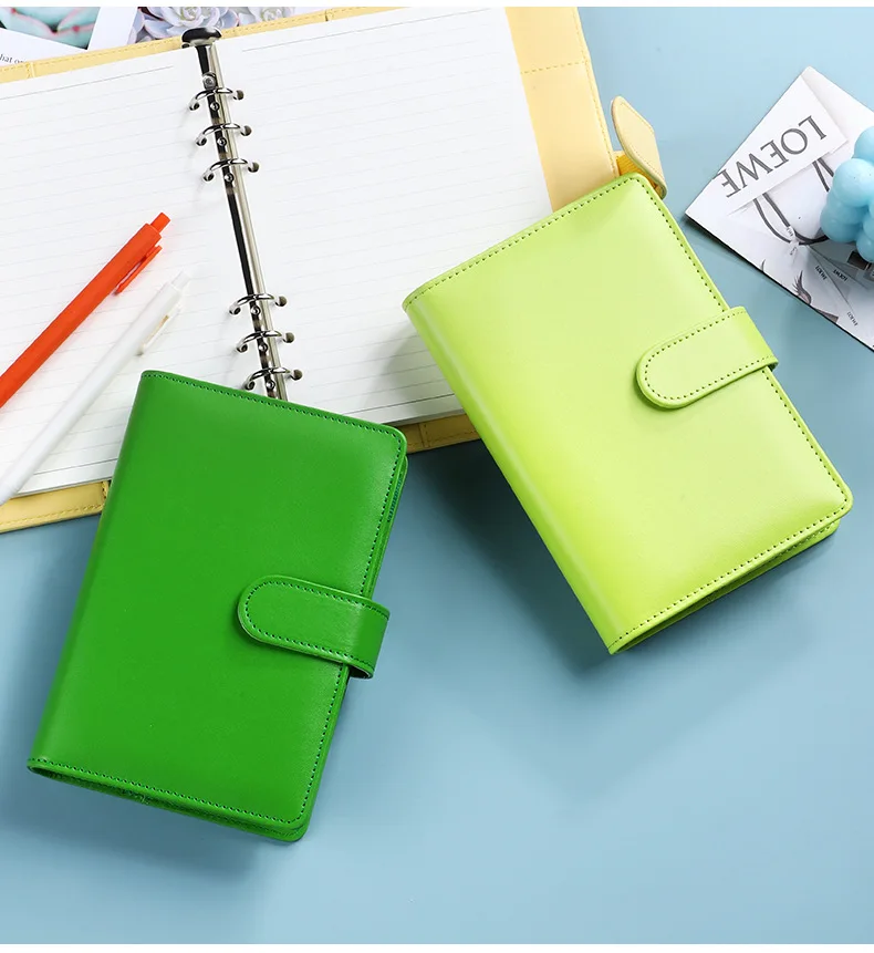 HongShun pu leather planner organizer cute notebook custom planner A5 macaron a6 binder budget binder with cash envelopes