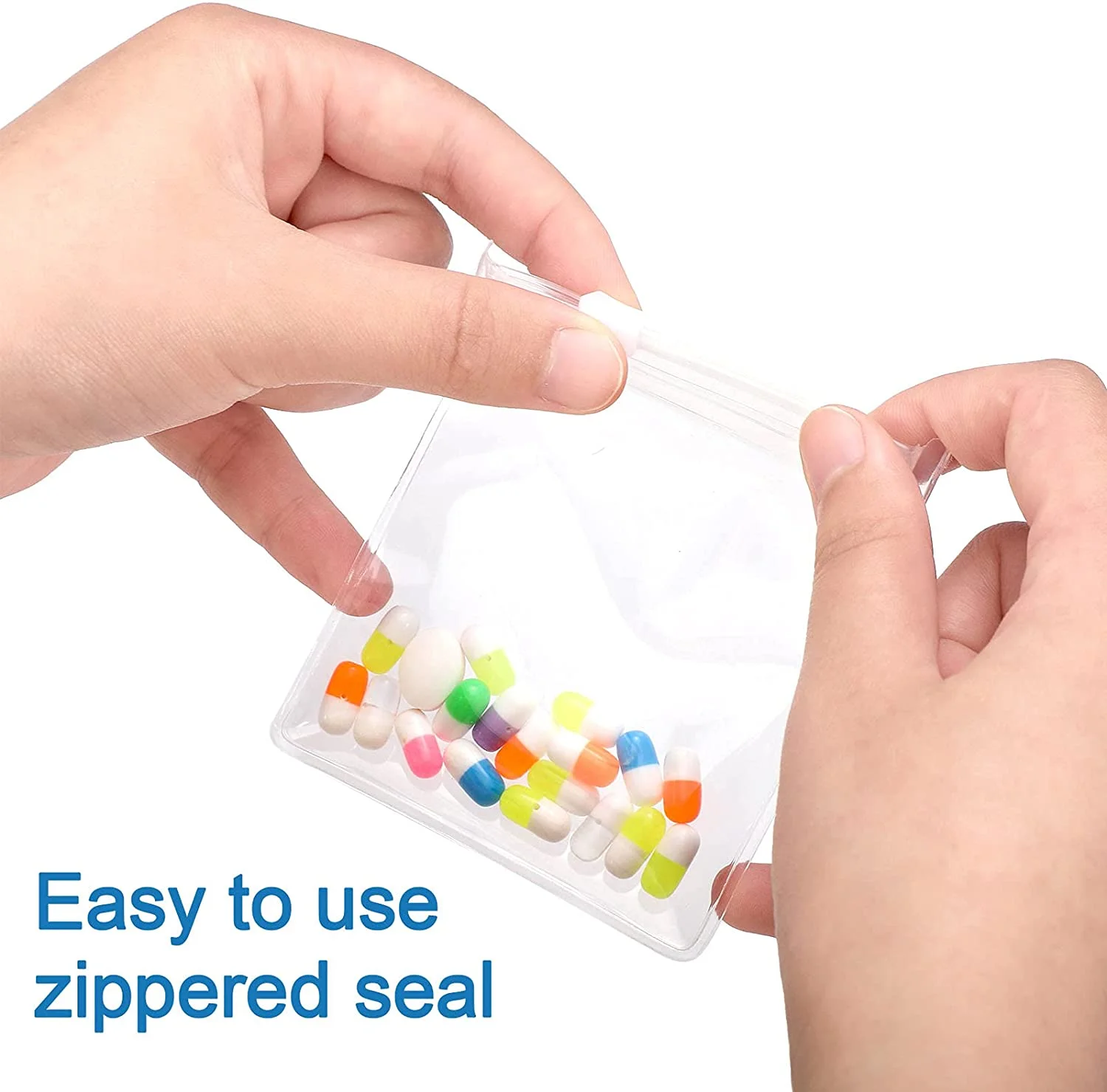 
3.5*3.25 inch easy open close travel medicine health plan Reusable Zippered Pill Pouch Bags 