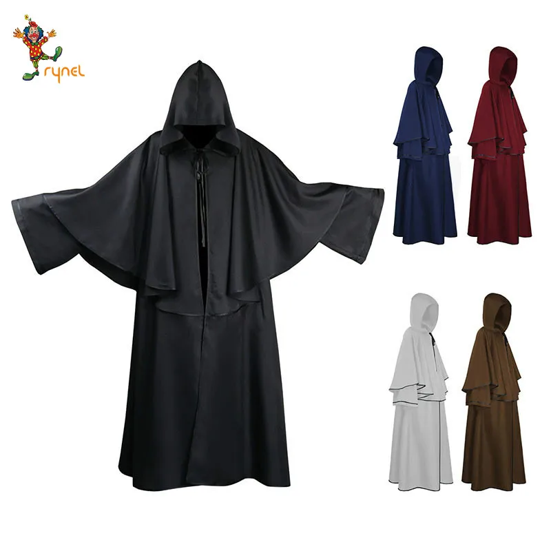 2021 Хэллоуин Карнавал удобный средневековый унисекс жнец пять цветных волшебный плащ монах волшебник с капюшоном robesPGPF0231