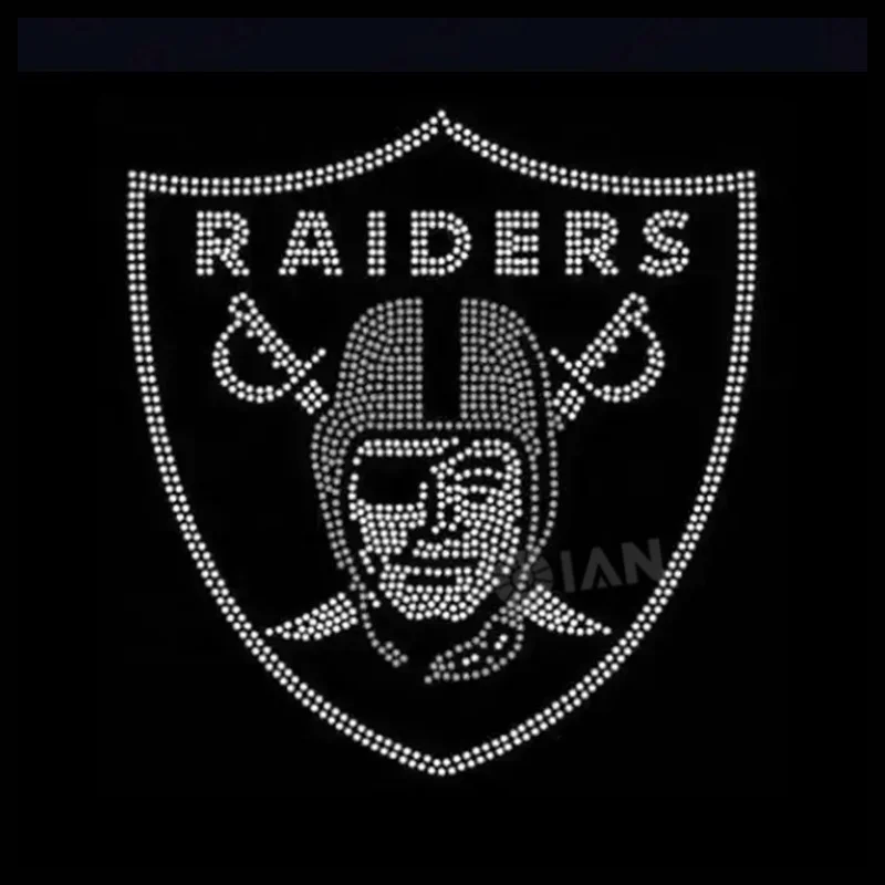 Custom Raiders Rhinestones Transfer  Football Team Motif Hotfix Las Vegas Raiders Iron on Rhinestone Transfer
