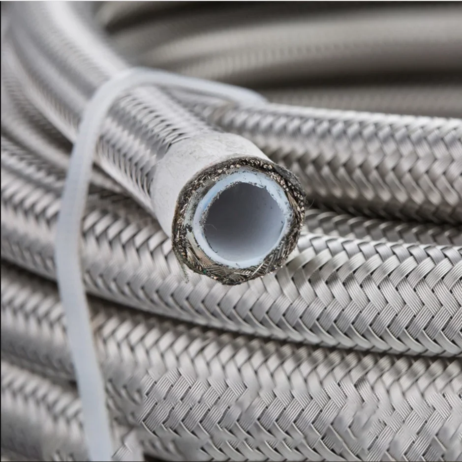 High performance an4 -4 an od 5/16' id 3/16' stainless steel wire braided ptfe brake fuel hose lines for e10