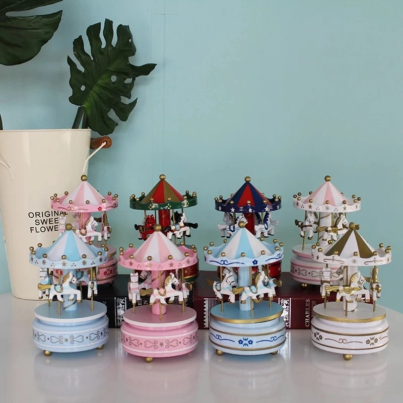 Childhood memories simple style souvenir carousel horse music box