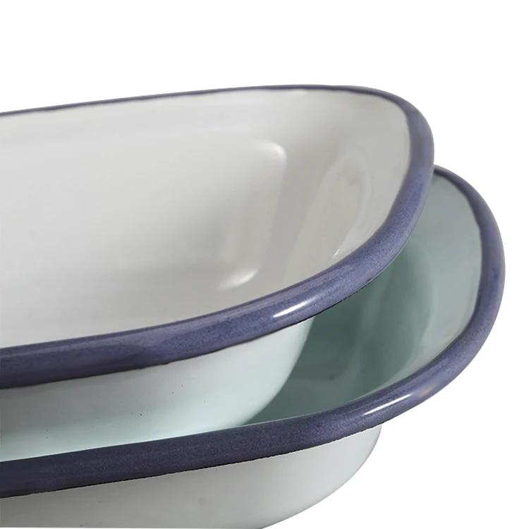 Europe Style Factory wholesales Professional kitchenware White Color Enamelware butter dish Dinner Pie Plates