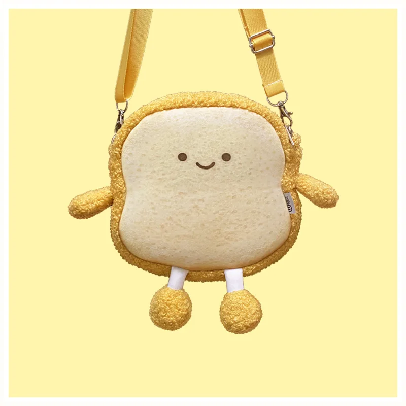 Manufacturer Bread Furry Bag Toast Custom Plush Toy Cute Designer Plush Bag