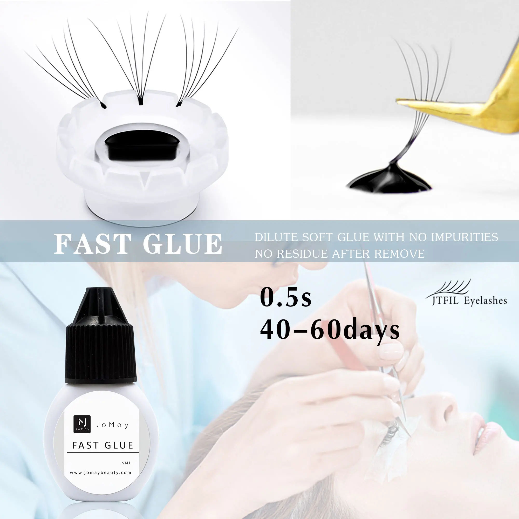 JTFIL private label custom waterproof super bonder eyelash extension glue sensitive