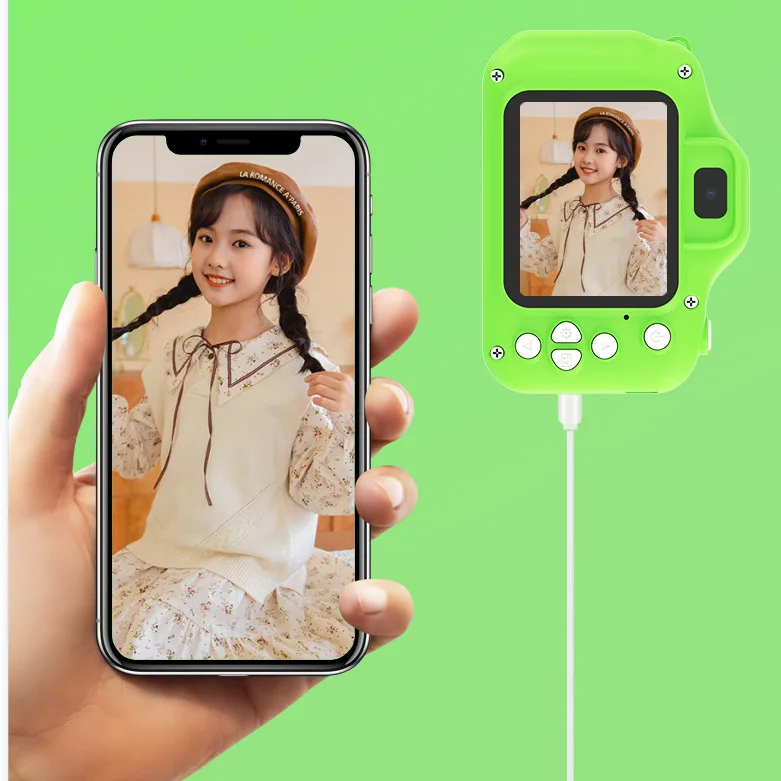 HD Digital Cameras Video Camcorder for Kids, Cute Cartoon Frog Selfie Design Portable Mini Camera for Children Birthday Gift