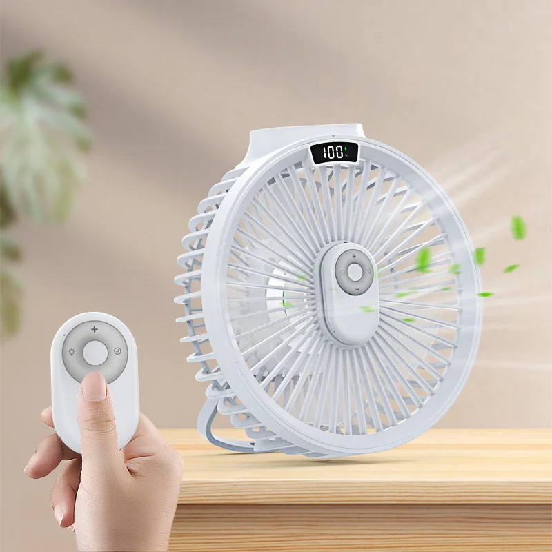 USB Rechargeable Home Table Fan Indoor Battery Digital Display Cooling Desktop Fan Stand Desk Tent Ceiling Fan With Power Bank