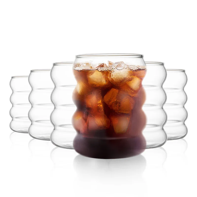 Top seller caterpillar shape wholesale drinking glasses cups clear iced glass coffee mug glass beer cups for juice beer coffee