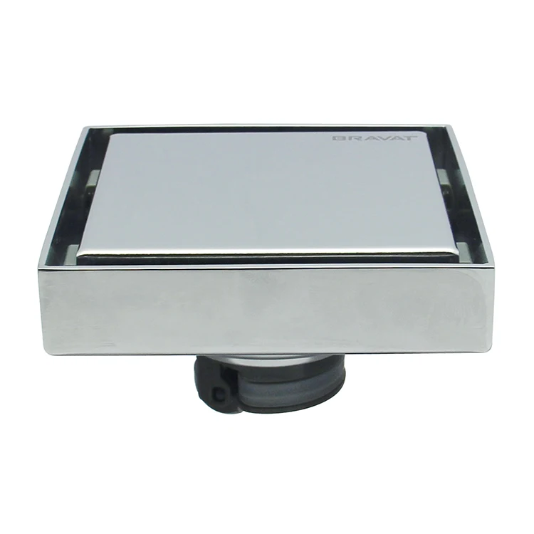 Bravat Bathroom Kitchen Deodorant Rectangle Stainless Steel Hidden Floor Drain