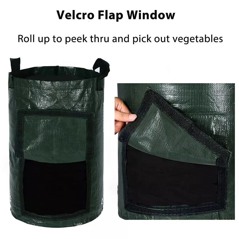 3/5/7/10 Gallons Outdoor Garden Pots Pe Potato Planting Bag with Handle Thickened Vegetable Onion Plant Reusable Grow Bags