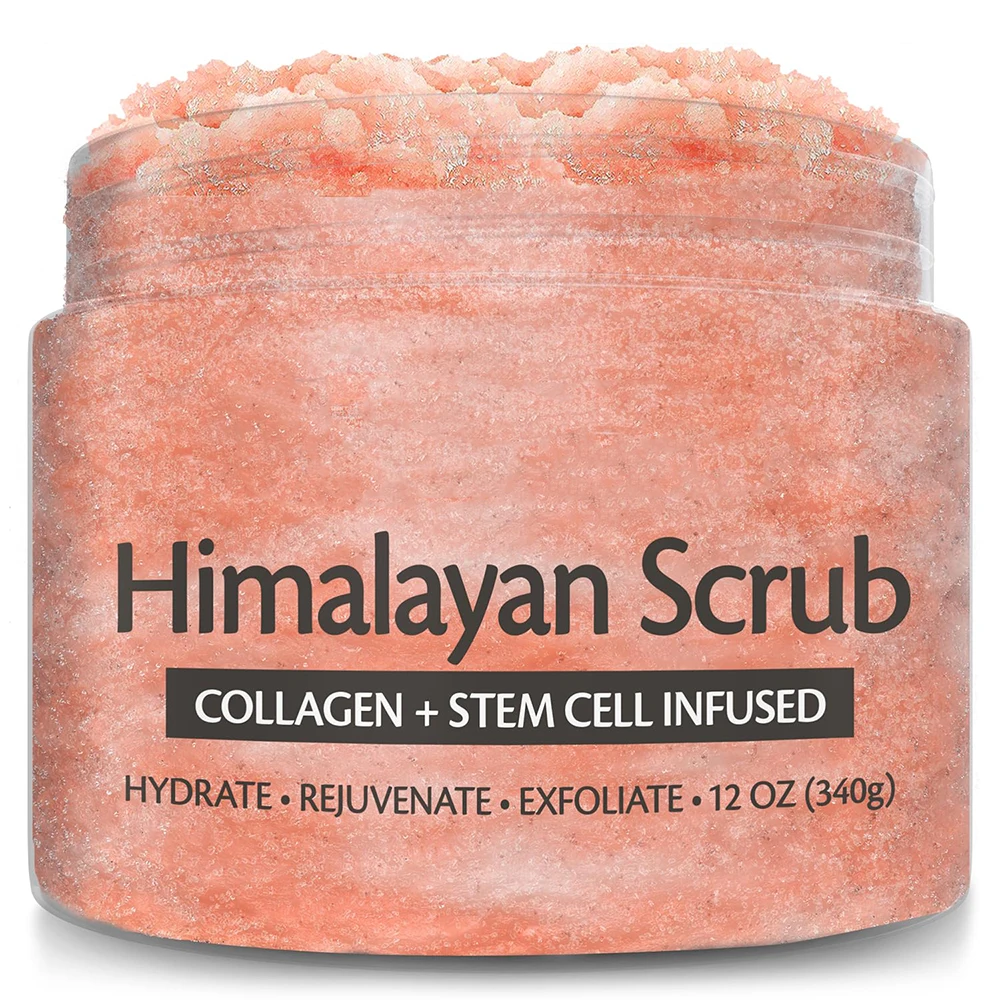 Face Foot and Body Collagen and Stem Cell Natural Exfoliating Collagen Himalayan Pink Salt Body Scrub