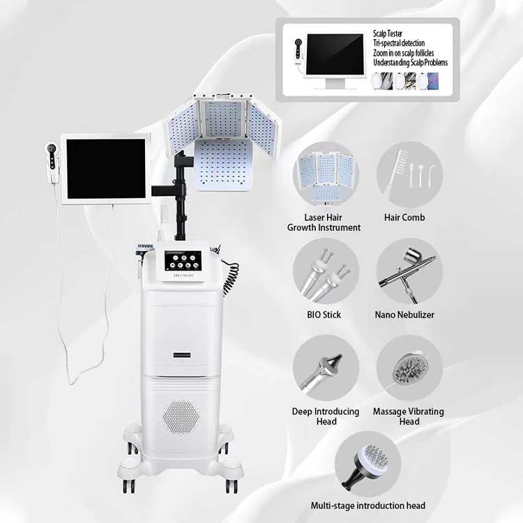 Professional 7 in 1 Hair Follicles Scalp Scanner Scalp Hair Analysis Laser Hair Growth Instrument Vibration Massaae