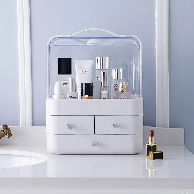 
Portable Transparent Portable Cosmetic Plastic Organizer Clear Makeup container Storage Drawer Box 