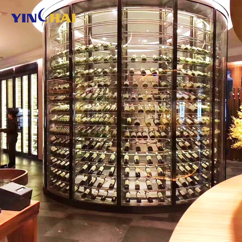 custom design luxury stainless steel wine bar cellar wall large wine whiskey glass thermostatic wine storage cabinet living room