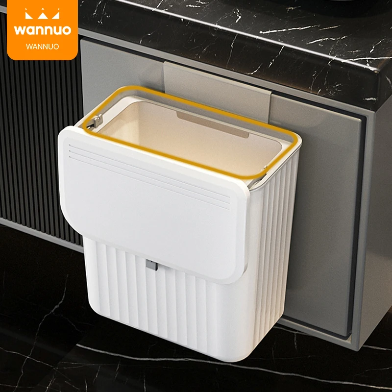 Wannuo 7/9L Trash Can Large-caliber Waterproof Large Capacity Plastic Waste Bins With Rolling Cover