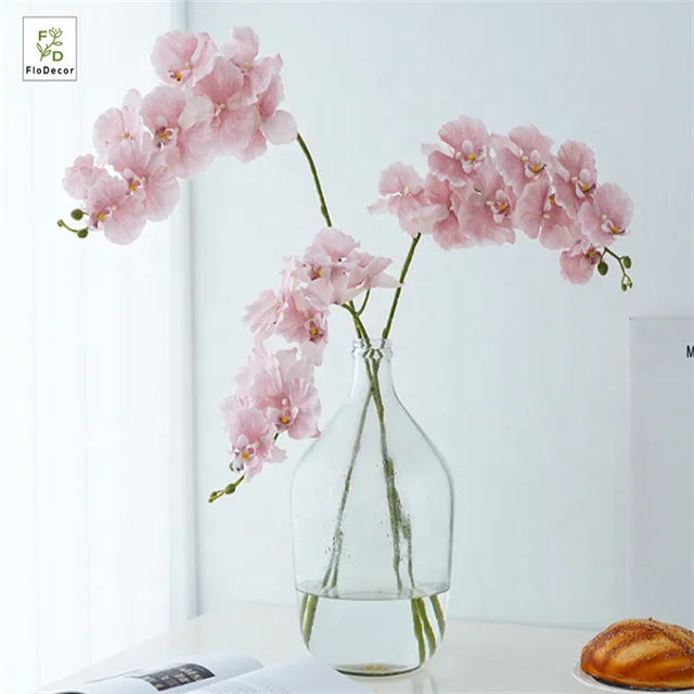 High Quality Wholesale Artificial 9 Head Orchids European White Flower Classical Color For Table Centrepiece