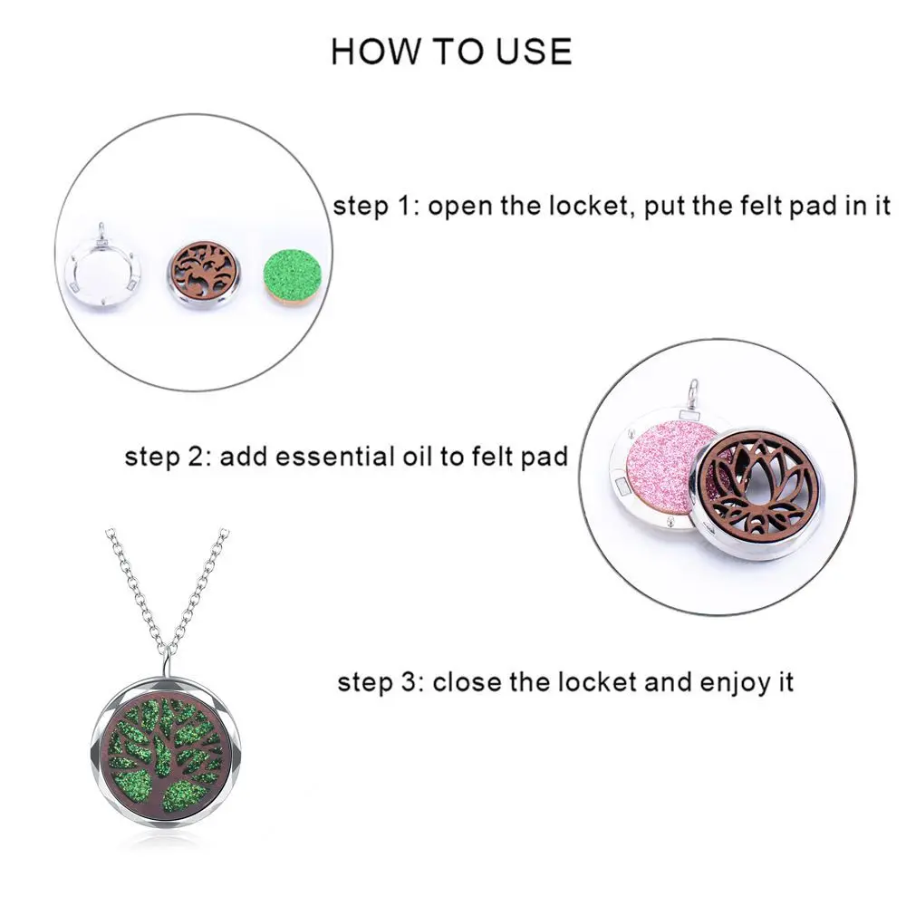 Energinox wooden Aromatherapy Jewelry Locket Buckle Perfume Essential Oil Diffuser Necklace