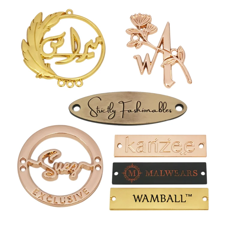 Washable engraved brand logo Custom metal name label tags for clothes