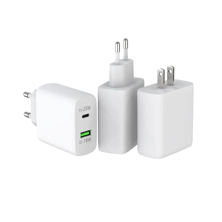 OEM 43W EU US KC CN Plug Smart Ic Intelligent Distribution Fully Compatibility Quick Charge Protocol Dual Ports A C USB Charger