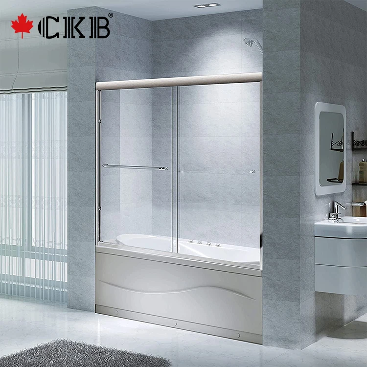 Stock In USA Matt Black Brushed Nickel Chrome Aluminum Sliding With Frame Bathroom Bathtub Door