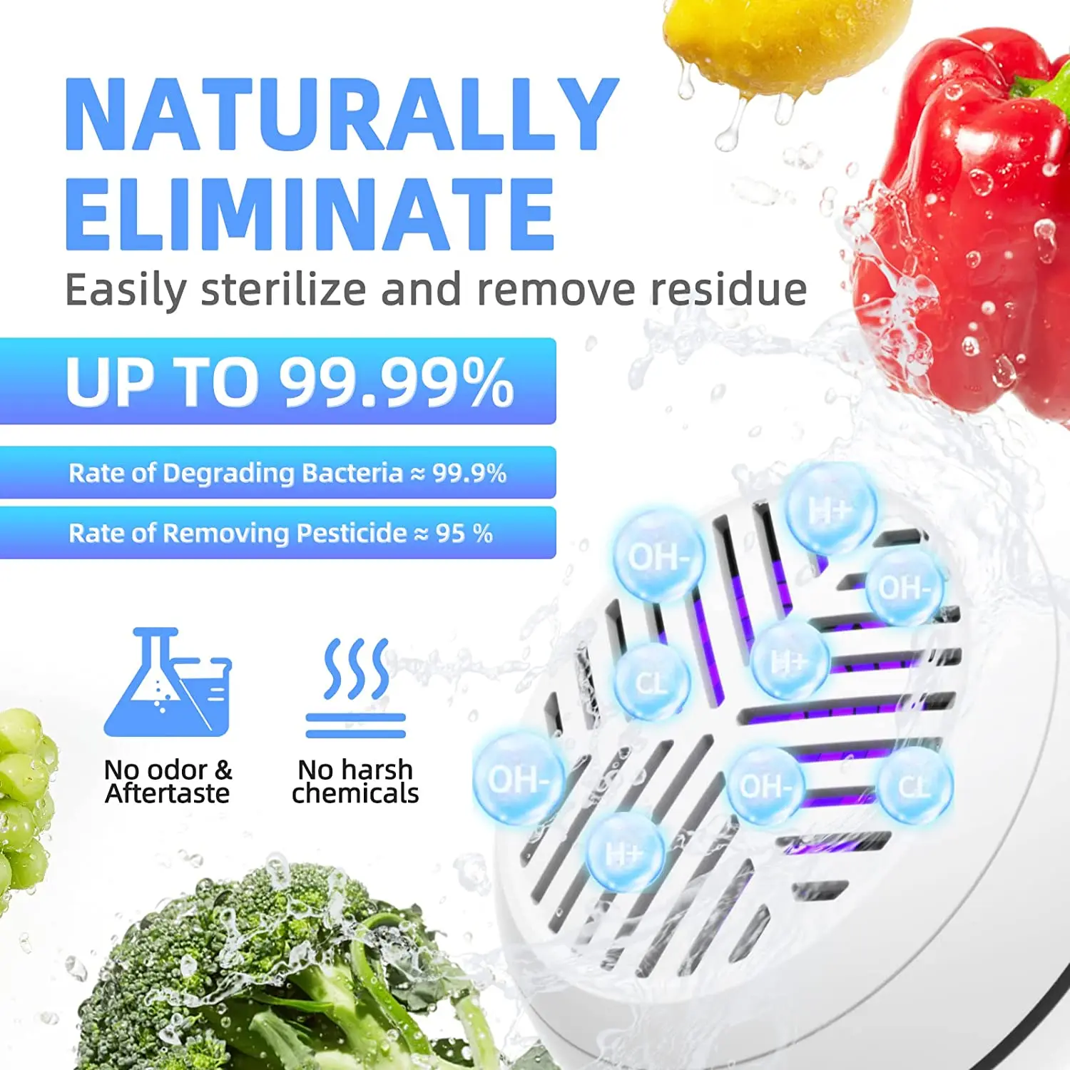 Портативное устройство для очистки фруктов глубоко очищает свежую продукцию Беспроводная капсула для фруктов и овощей стиральная машина