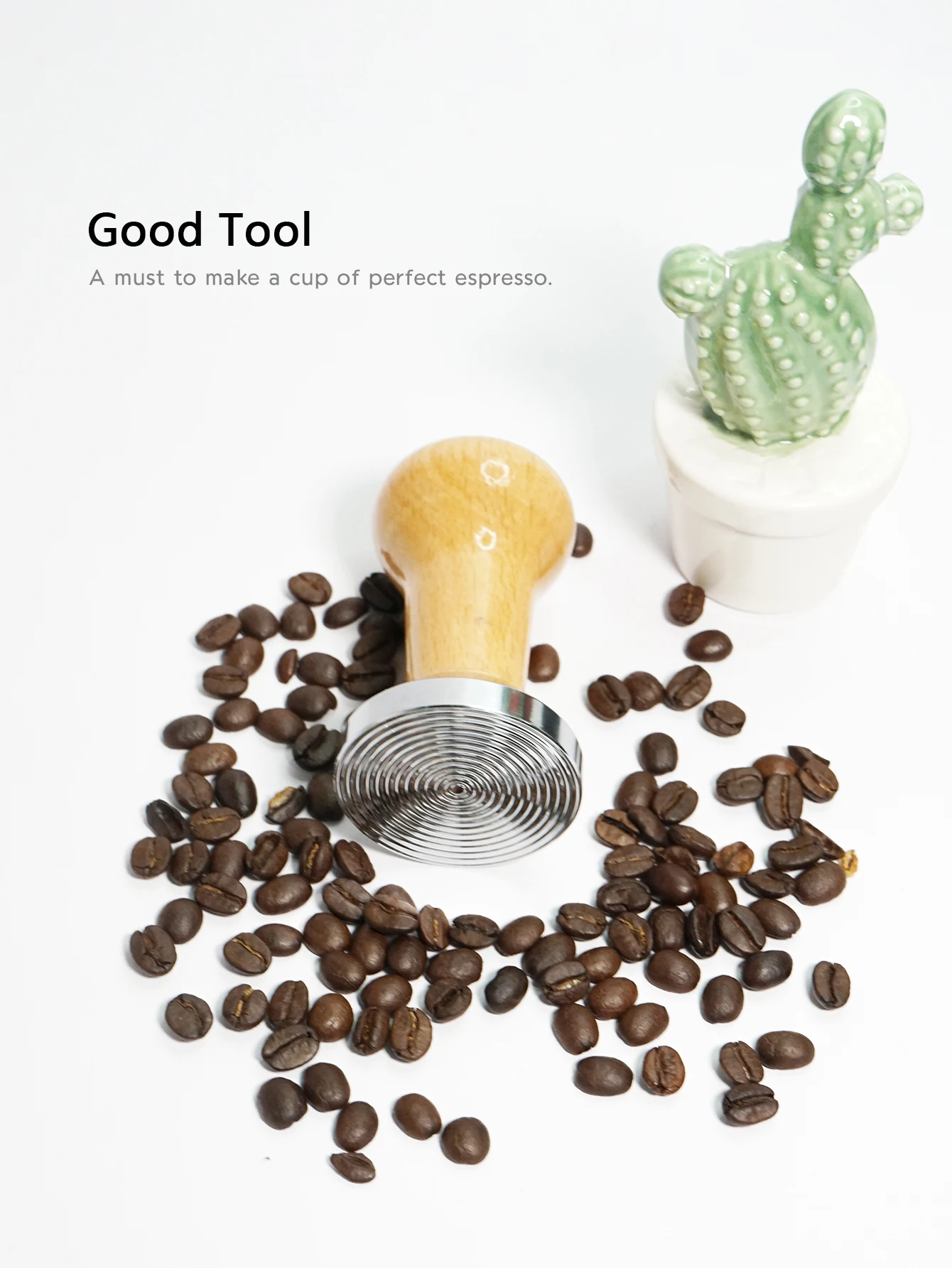 1PCS Top Seller Wooden Handle Stainless Steel Flat Base Cafe Poewer Press Coffee Tamper For Espresso Coffee Grinder Cafe