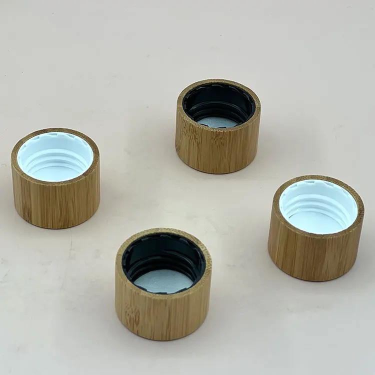 factory produced 18mm 20mm 24mm 28mm recyclable plastic lid bamboo screw cap