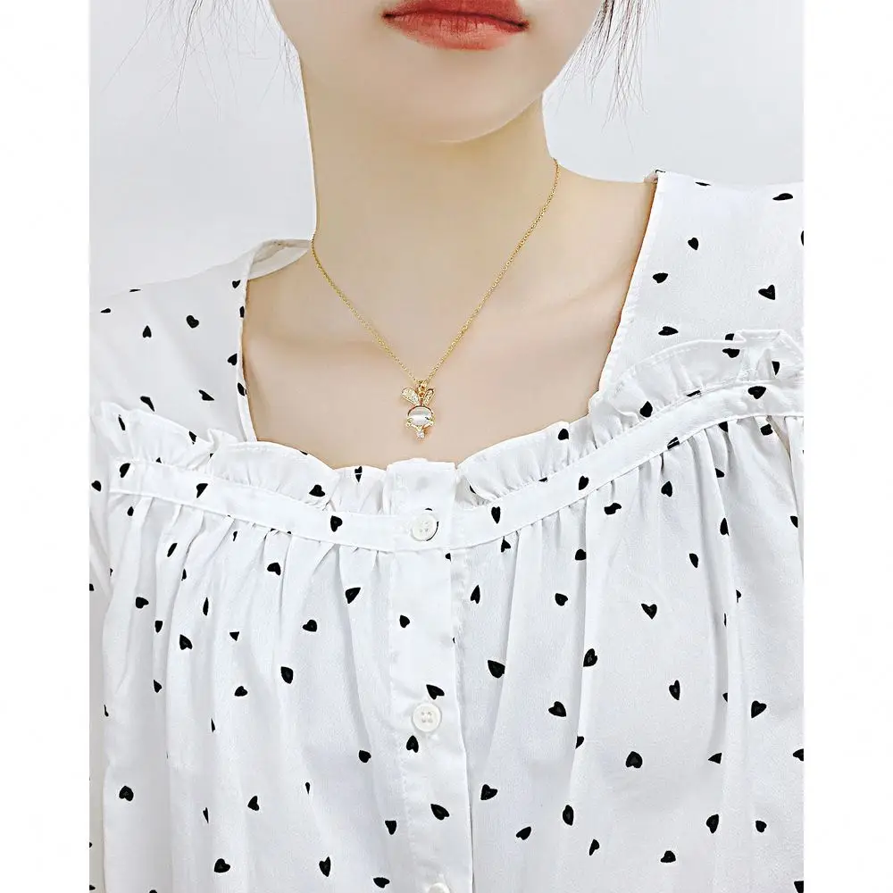 Bling stainless titanium steel statement opal necklace pendant non tarnish luxury Rabbit necklace women delicate necklace
