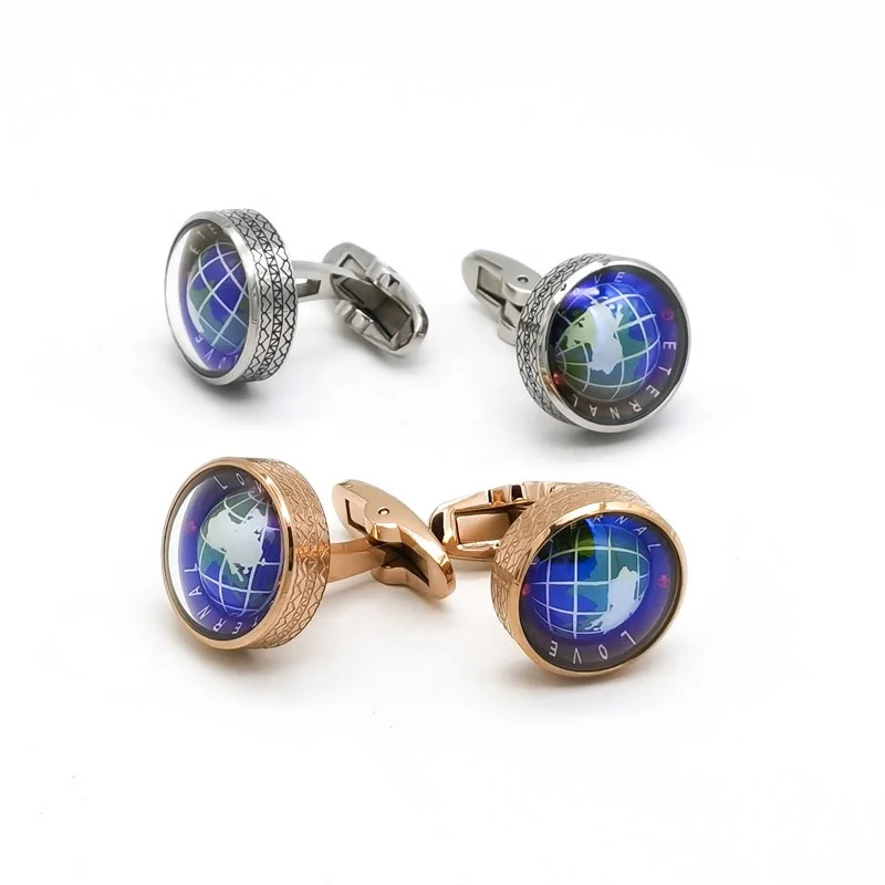 
Supplier Custom Map Cuff Button China Factory 316L Stainless Steel Gold Plated Men Cufflinks Jewellry 
