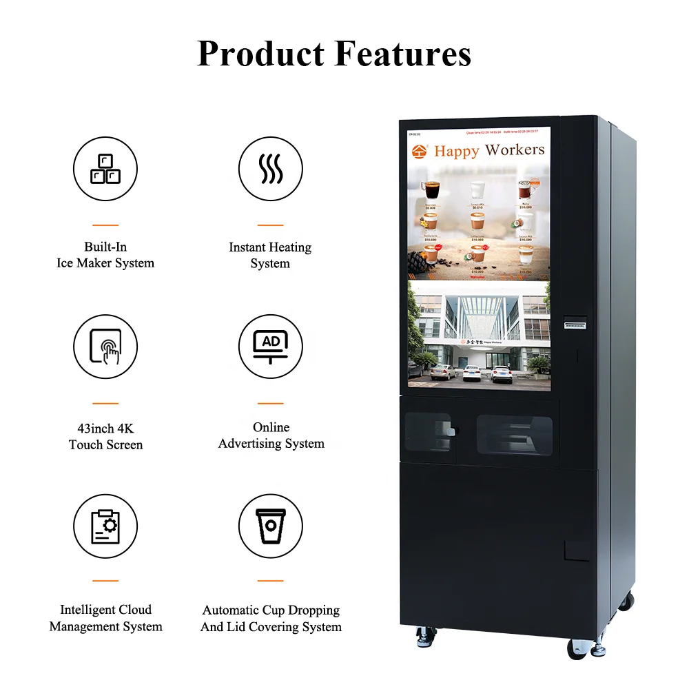 Hot Sale Automatic Coin Operated New Beverage Market Coffee Vending Machine