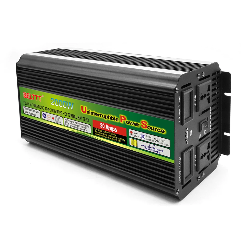 Original BELTTT off grid 12v to 220v UPS dc to ac modified sine wave inverter 2000 watts with charger