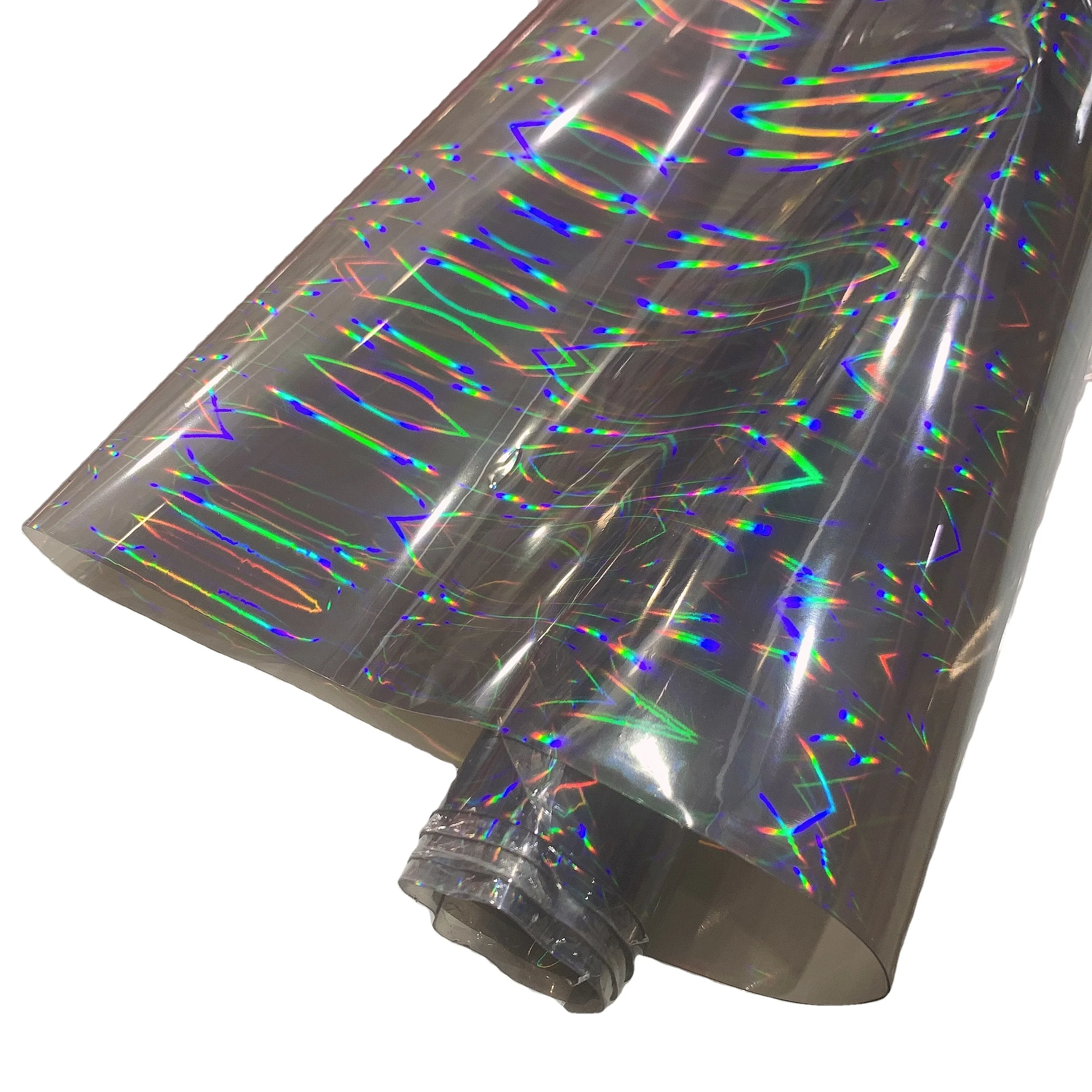 40*1.22m Pillar Stripe Mirror Laser Cotton Backing Metallic Faux Leather PVC film Sheets for Making Clothes