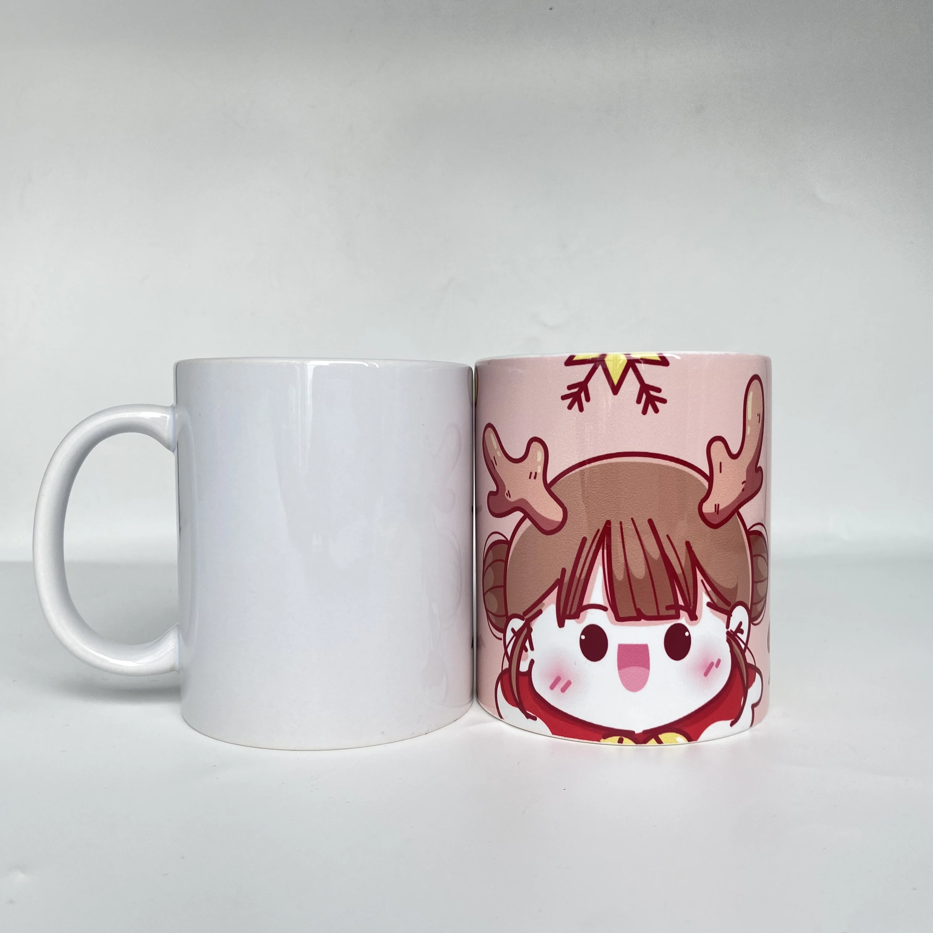 2022 US Wholesale  Sublimation 11oz White Blank porcelain Ceramic Mugs Coated Plain White Mugs for coffee tea milk