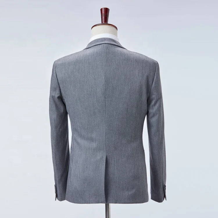 Low price silver coat pant men 3 piece office suit with gray vest