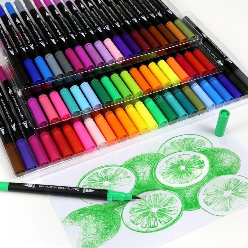 Water-based Double-headed Marker Pen Set Multi-color Soft Head Hook Line Art Multi-color Watercolor Marker Pen Wholesale