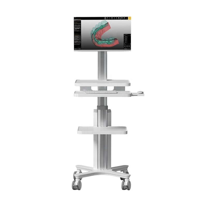 Medical Check RV Mobile Cart Plastic Workstation Adjustable Medical Trolley Cart With UPS Battery